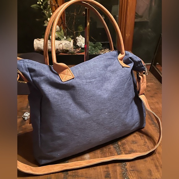 Faux Denim & Leather Bag - Picture 6 of 7